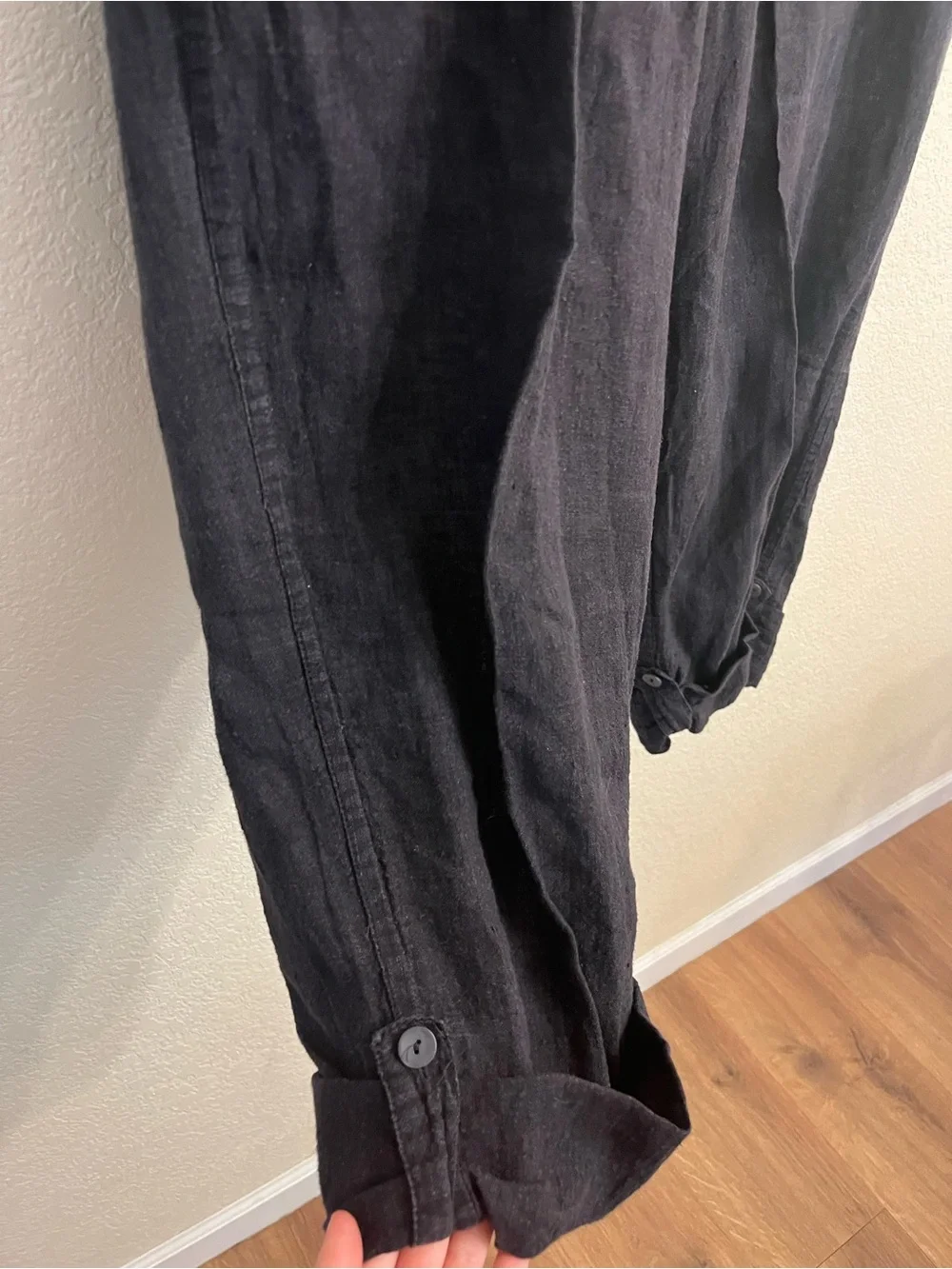 Flax Black 100% Linen-Blend Casual Chinos